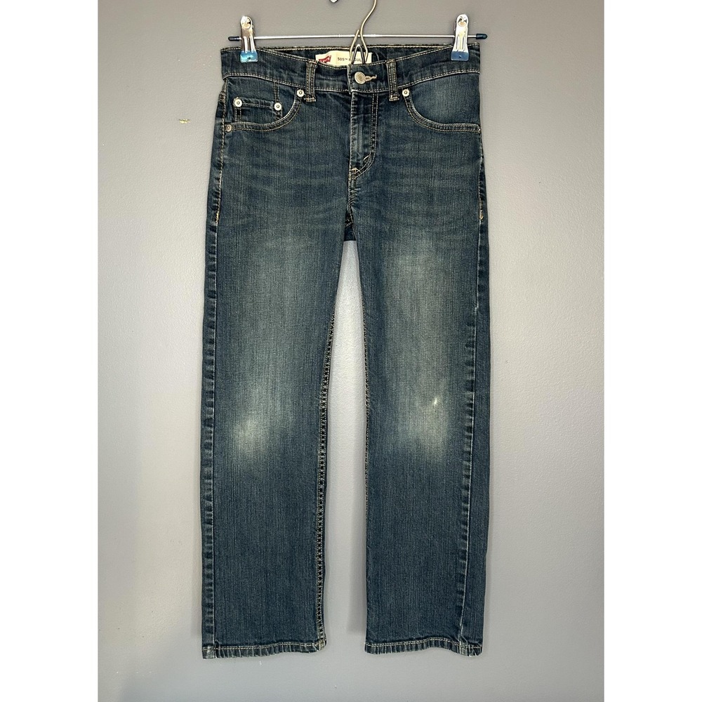 Levis 505 Jeans Youth 10 Regular Blue Denim Straight Leg Stretch Boys Girl 25x24